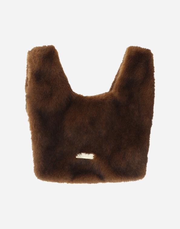 Herno MINK-EFFECT FUR-TOUCH BAG Dark Brown BAG00024D127398800