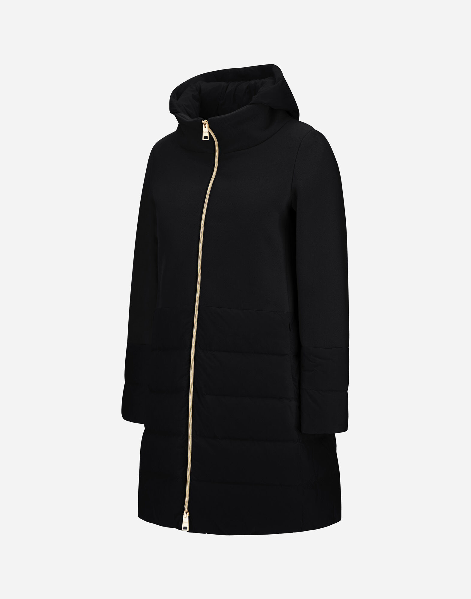 レディース エコウール&エコアージュ ロングコート ブラック | Herno