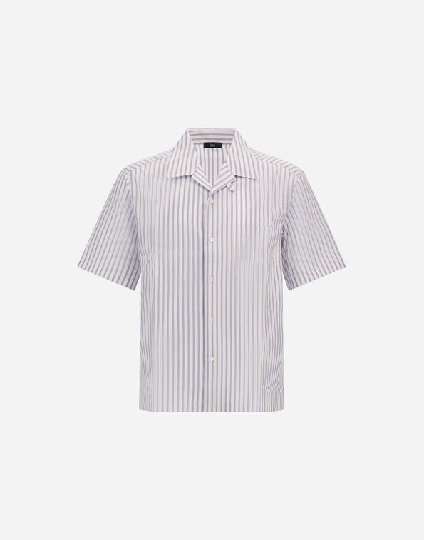 Herno SHORT-SLEEVED SHIRT IN MELANGE STRIPED COTTON Sky CM000031U133189010