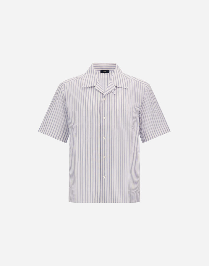 Herno SHORT-SLEEVED SHIRT IN MELANGE STRIPED COTTON Sky CM000031U133189010