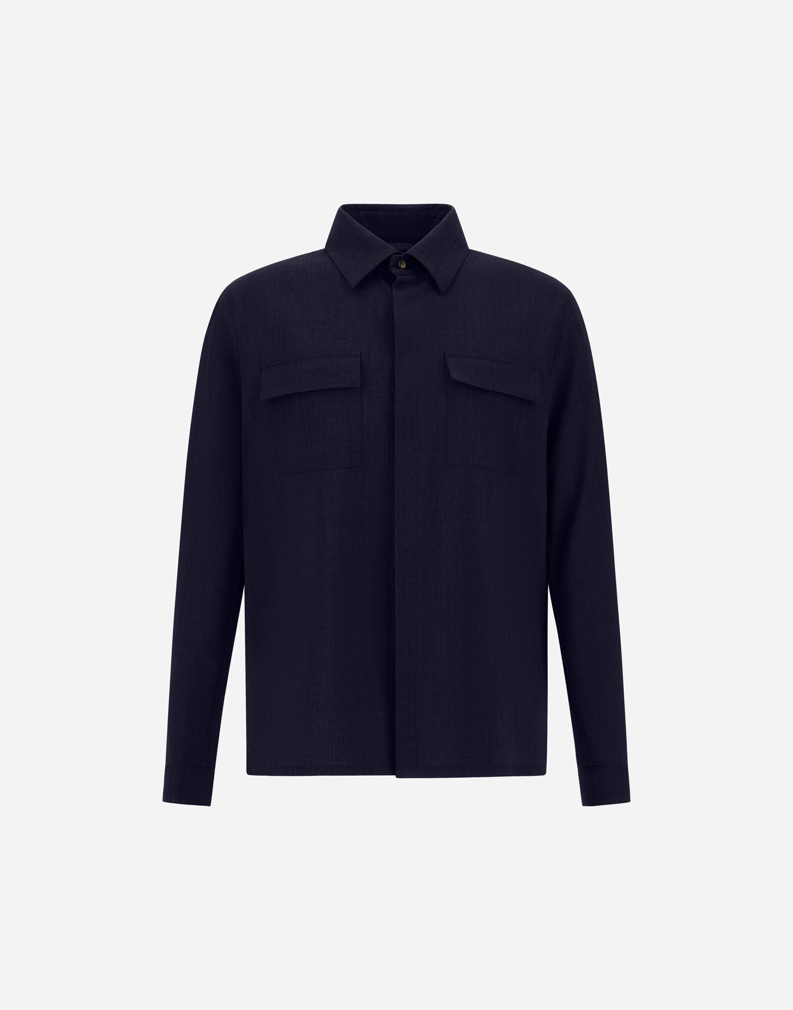 メンズ ビストレッチウール シャツ ネイビーブルー | Herno® (ヘルノ)