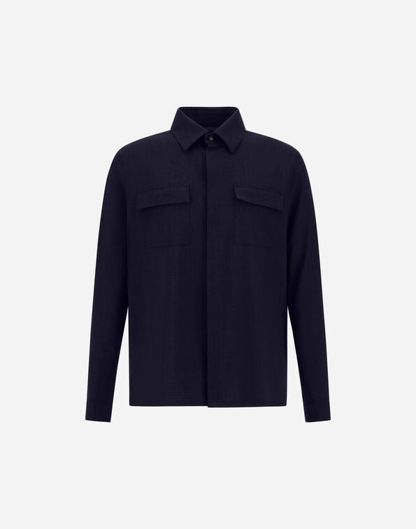 Herno SHIRT IN BI-STRETCH WOOL Navy Blue CM000022U334889200