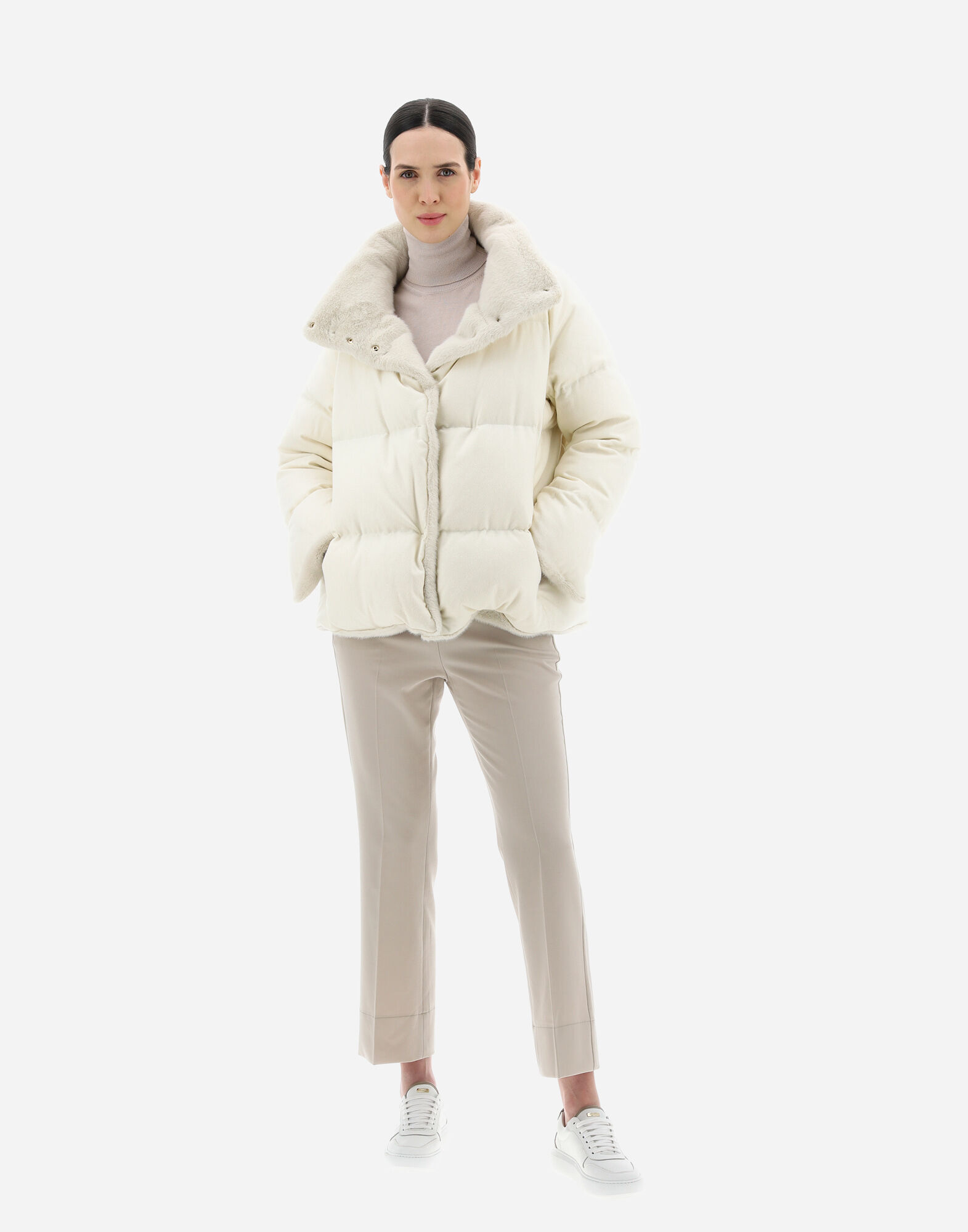 値頃 レディース シルクカシミア＆ レディ フェイクファー ジャケット ジャケット・アウター