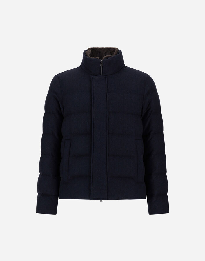 Herno CASHMERE SILK AND MONOGRAM JACKET Navy Blue PI001331U380879200