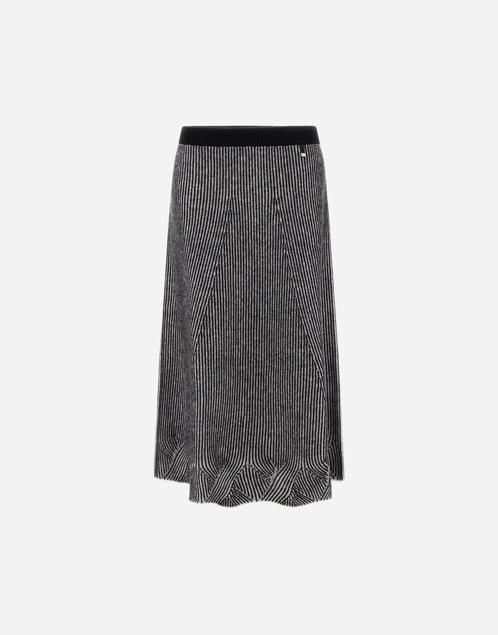 Herno TWO-TONE VANISÉ WOOL SKIRT White/Black GN000090D702961093