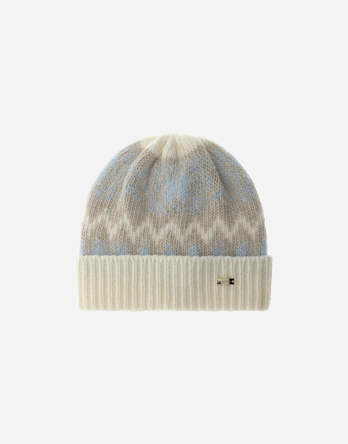 Herno MOHAIR BEANIE WITH NORWEGIAN MOTIF Milk White BER00083D703831010