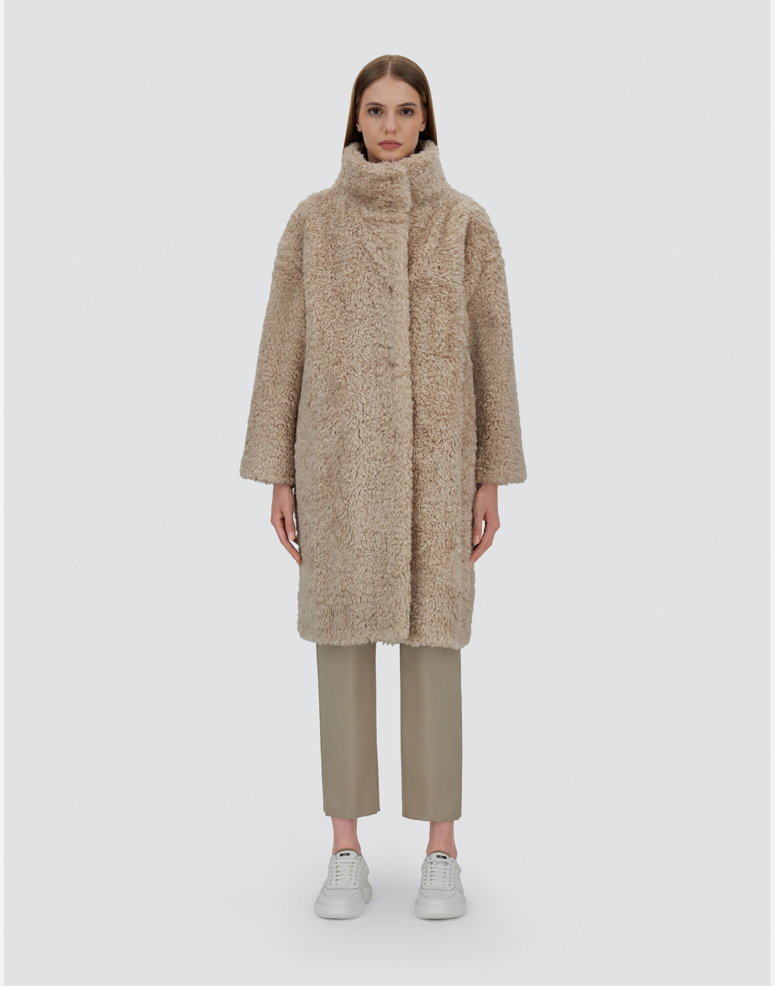 美品　HERNO カーリーファーコート レディース カーリーフェイクファー コート シャンティイ