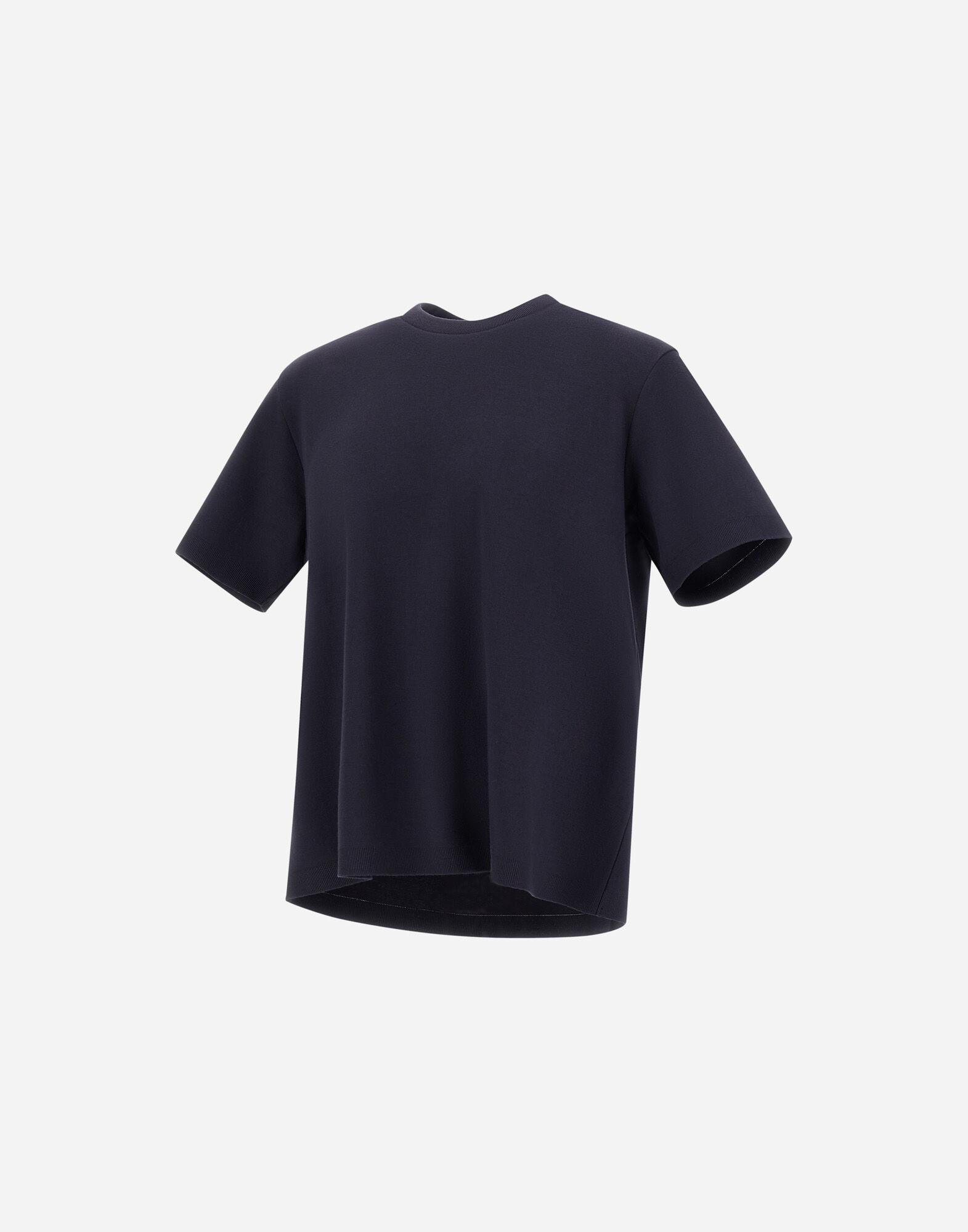 メンズ ダブルフェイスコットン＆カシミヤ Tシャツ ネイビーブルー