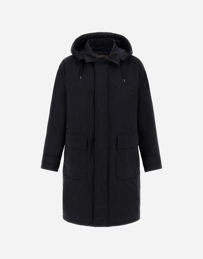 LONG PARKA IN WAXED TECH COTTON Herno Herno LONG PARKA IN WAXED TECH COTTON Navy Blue PI001288U13800Z9200