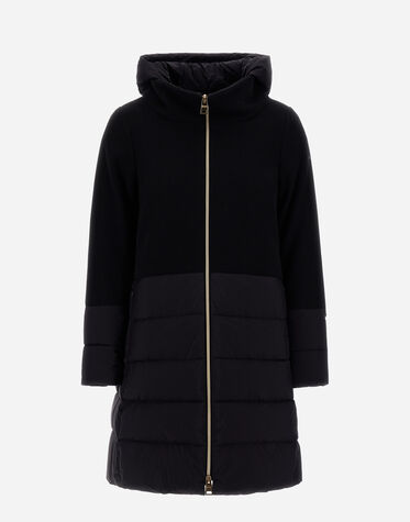 PARKA IN DIAGONAL WOOL AND NUAGE in Black for Women | Herno®
