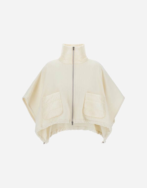 Herno RESORT SHORT PONCHO IN DOUBLE-LAYERED WOOL CASHMERE FABRIC AND NYLON ULTRALIGHT Light Yellow GI00042DR333953007