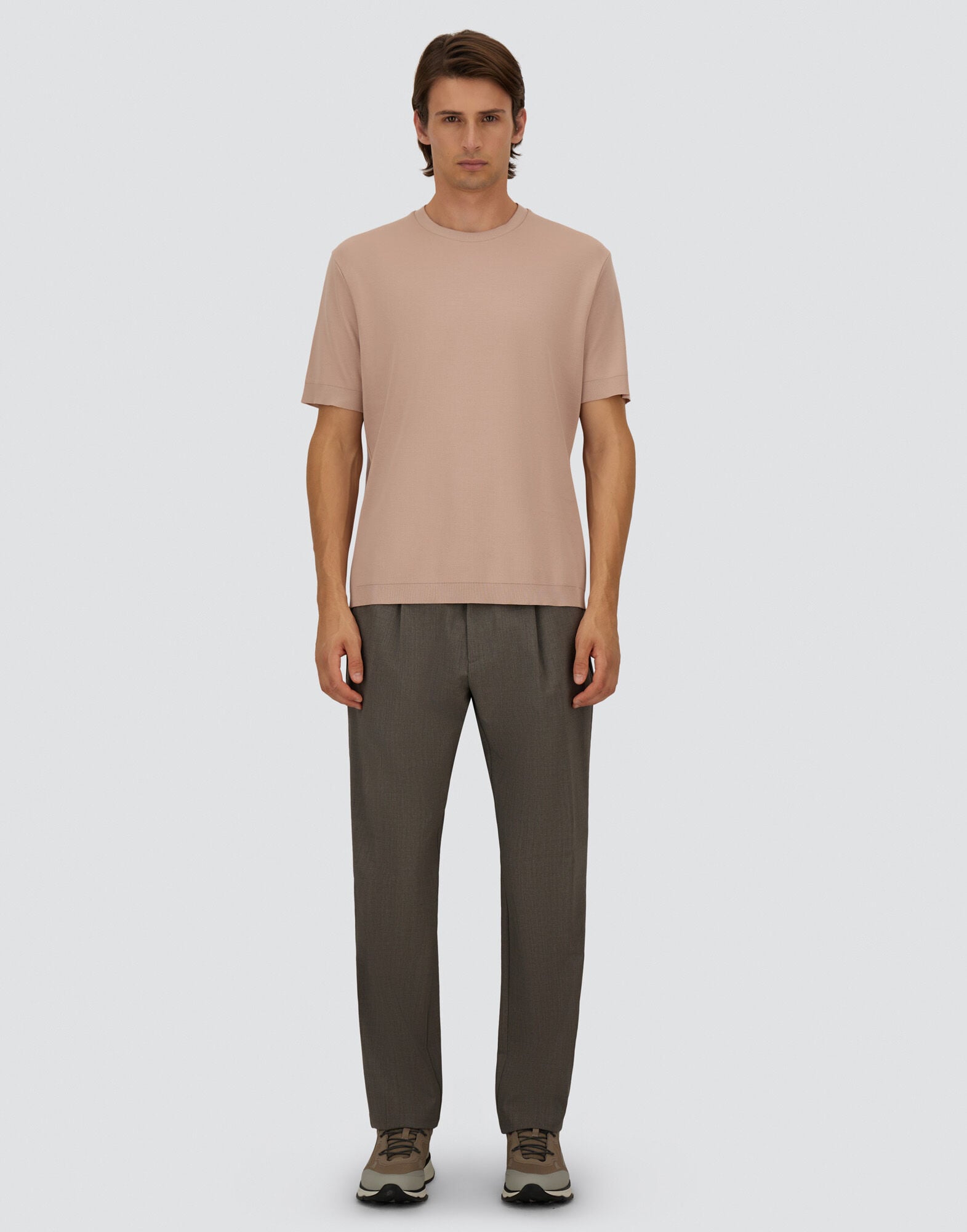メンズ ジャージーニットエフェクト Tシャツ パウダーピンク | Herno