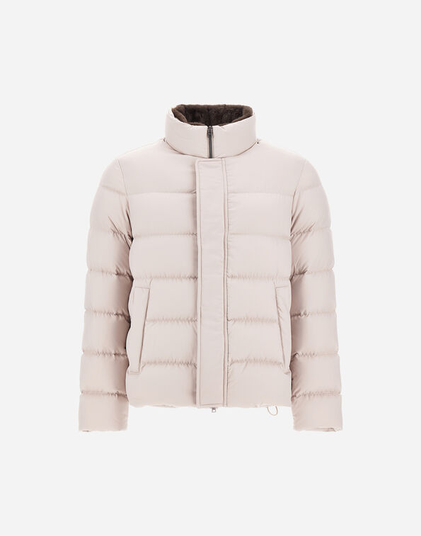 Herno BOMBER JACKET IN ARENDELLE AND FAUX FUR Pearl Grey PI001019U12414Z9403
