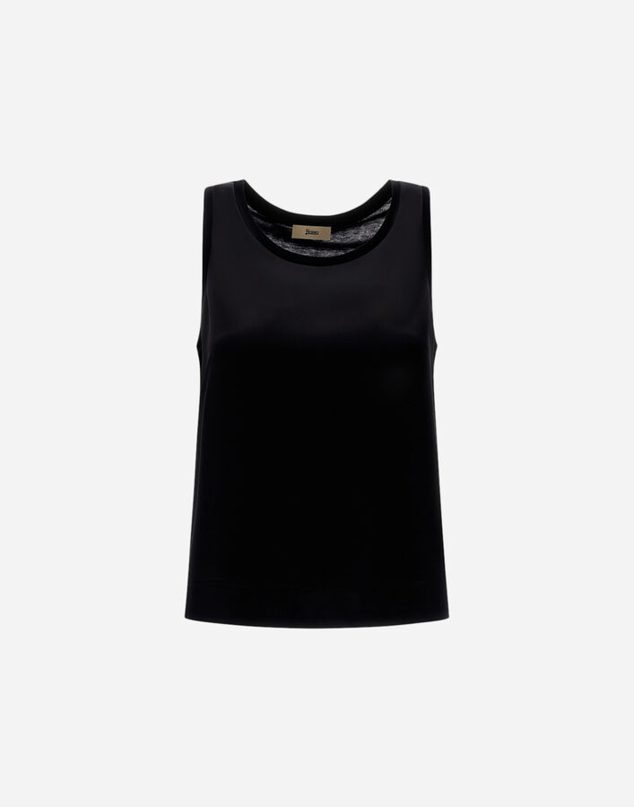 Herno TANK TOP IN GLAM KNIT EFFECT AND SATIN Black JG000268D520569300