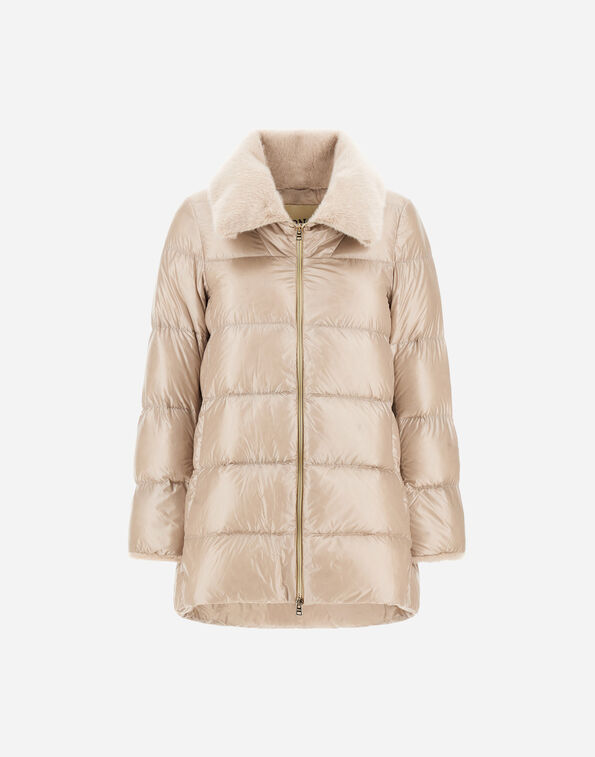 A-SHAPE JACKET IN NYLON ULTRALIGHT AND LADY ALTERNATIVE FUR Herno Herno A-SHAPE JACKET IN NYLON ULTRALIGHT AND LADY ALTERNATIVE FUR Chantilly PI002140D12017Z1985