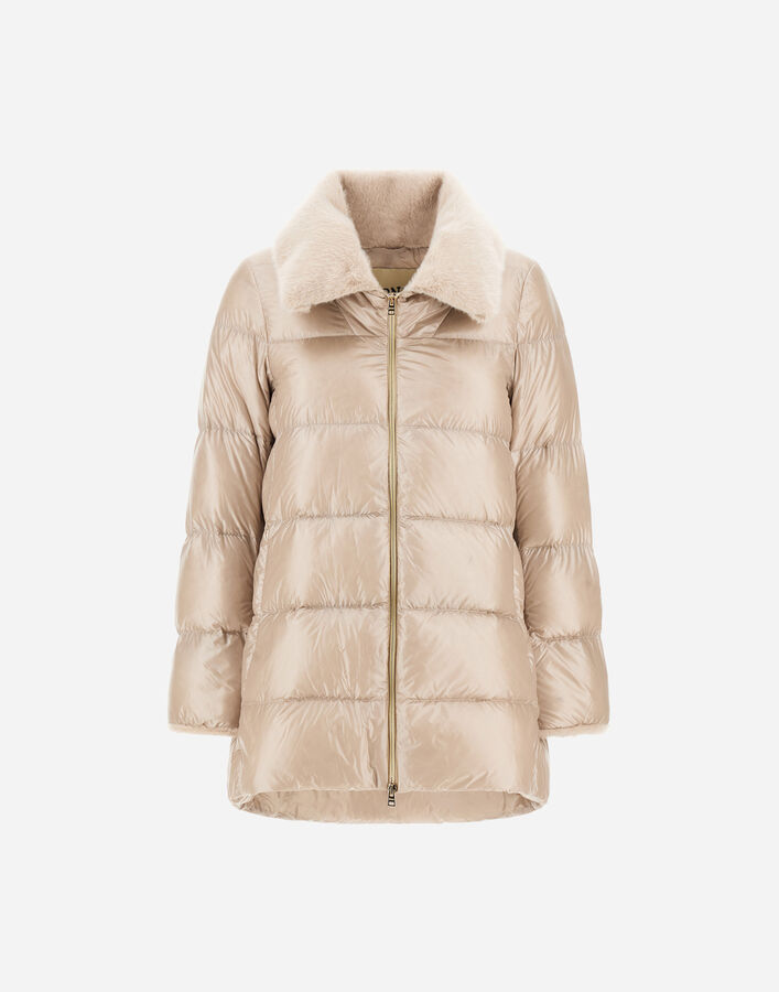 A-SHAPE JACKET IN NYLON ULTRALIGHT AND LADY ALTERNATIVE FUR Herno Herno A-SHAPE JACKET IN NYLON ULTRALIGHT AND LADY ALTERNATIVE FUR Chantilly PI002140D12017Z1985
