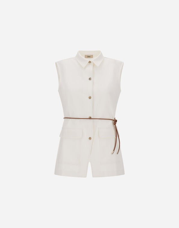 Herno VEST IN DENSE ROME STITCH JERSEY Natural CM000038D560351100