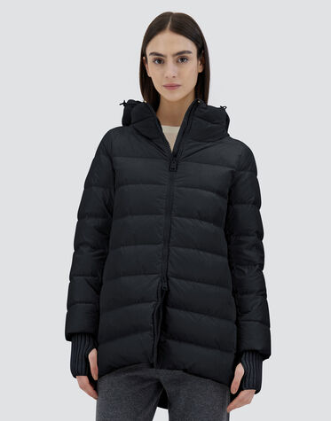 レディース ナイロンシャモニー Aシェイプ コート ブラック | Herno 