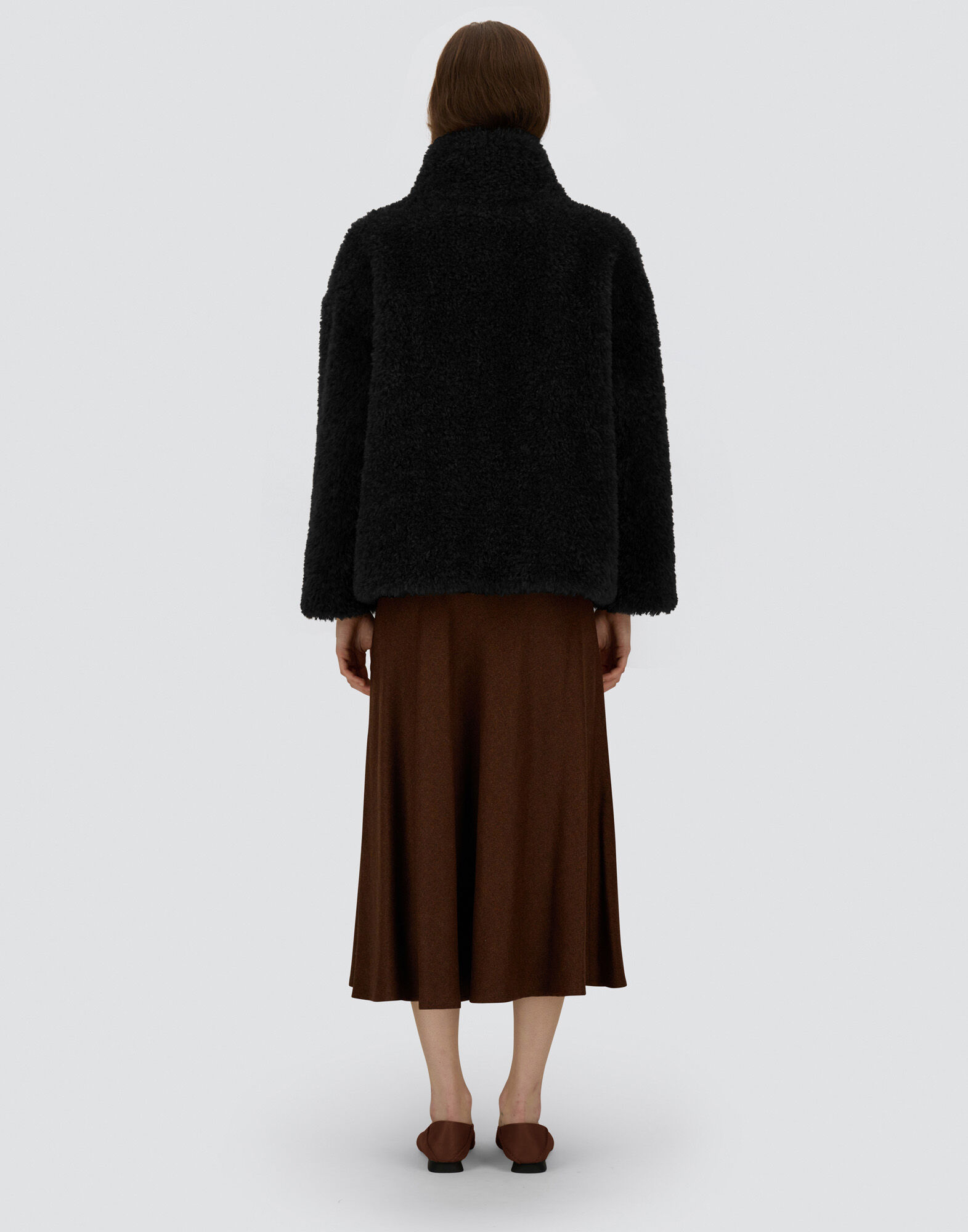 レディース カーリーオルタナティブファー ジャケット ブラック