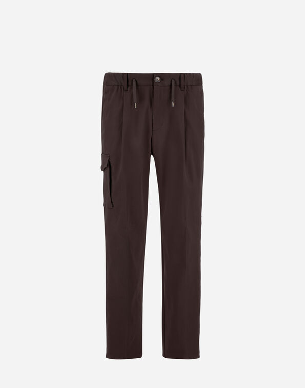 Herno RESORT TROUSERS IN STRETCH COTTON Dark Brown PT00050UR133288800