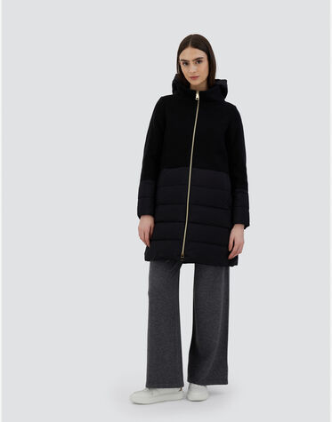 PARKA IN DIAGONAL WOOL AND NUAGE in Black for Women | Herno®