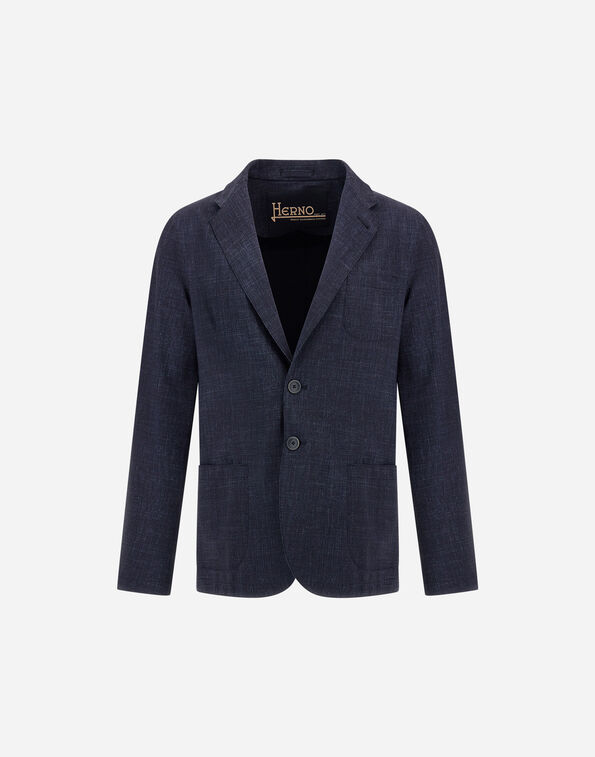 Herno BLAZER IN PRINTED LIGHT SCUBA Navy Blue GA000157U12880S9200