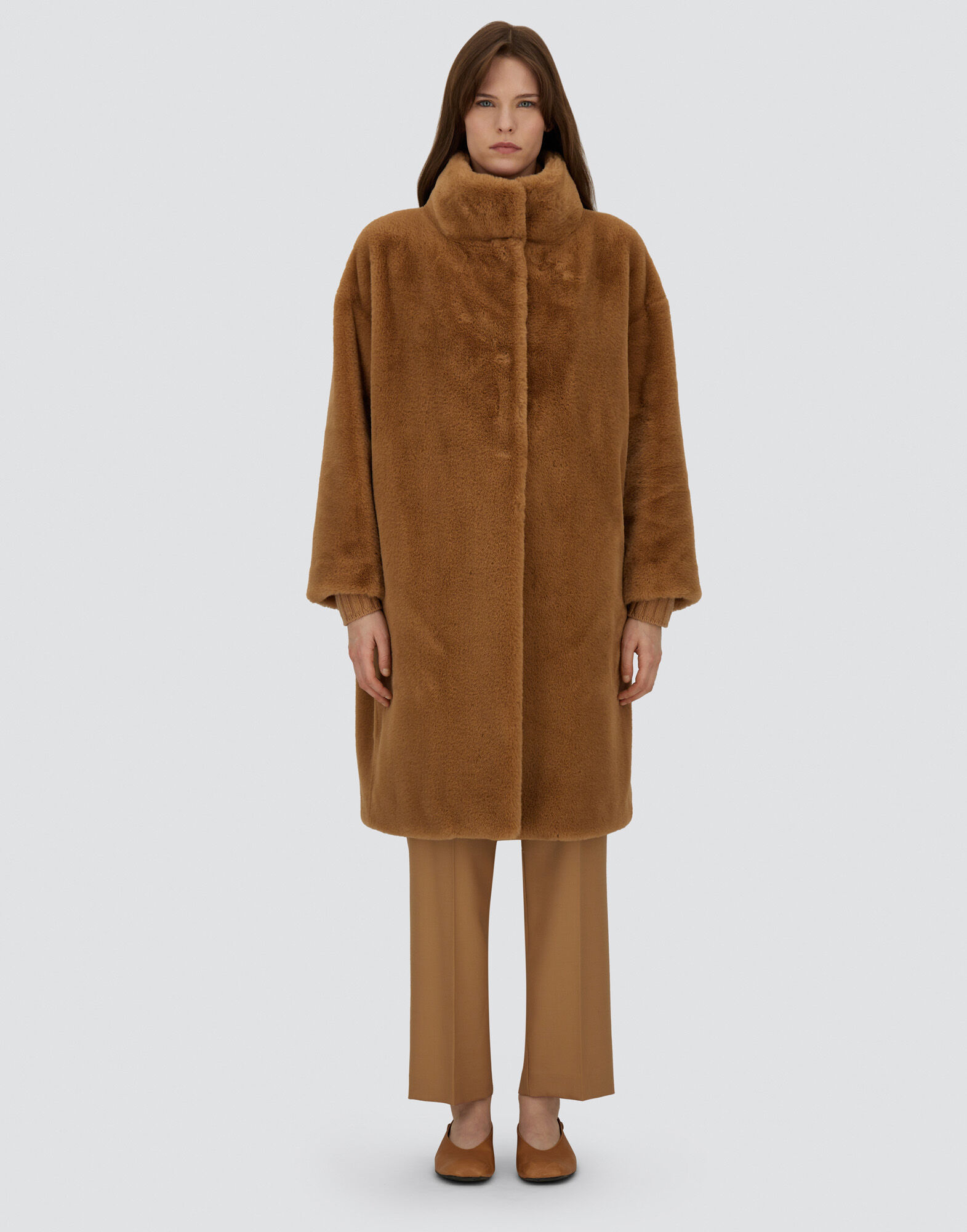 レディース ソフトオルタナティブファー コート キャメル | Herno