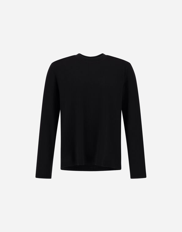 Herno DOUBLE-FACE COTTON AND CASHMERE PIQU&Eacute; LONG-SLEEVE TOP Black JG000297U540079300