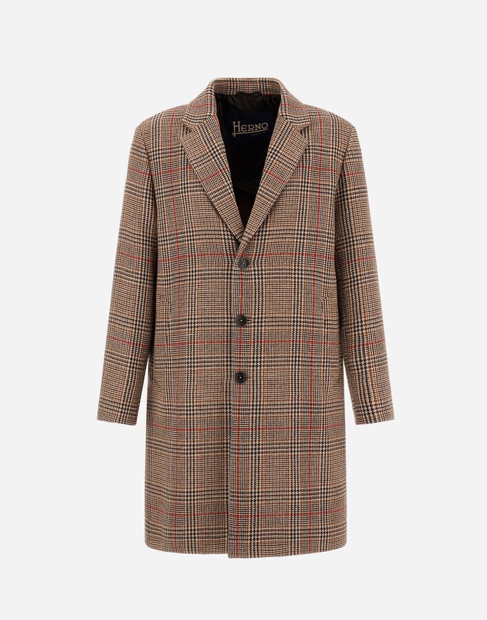 COAT IN GLEN CHECK R-WOOL Herno Herno COAT IN GLEN CHECK R-WOOL Camel CA000213U33458R2157