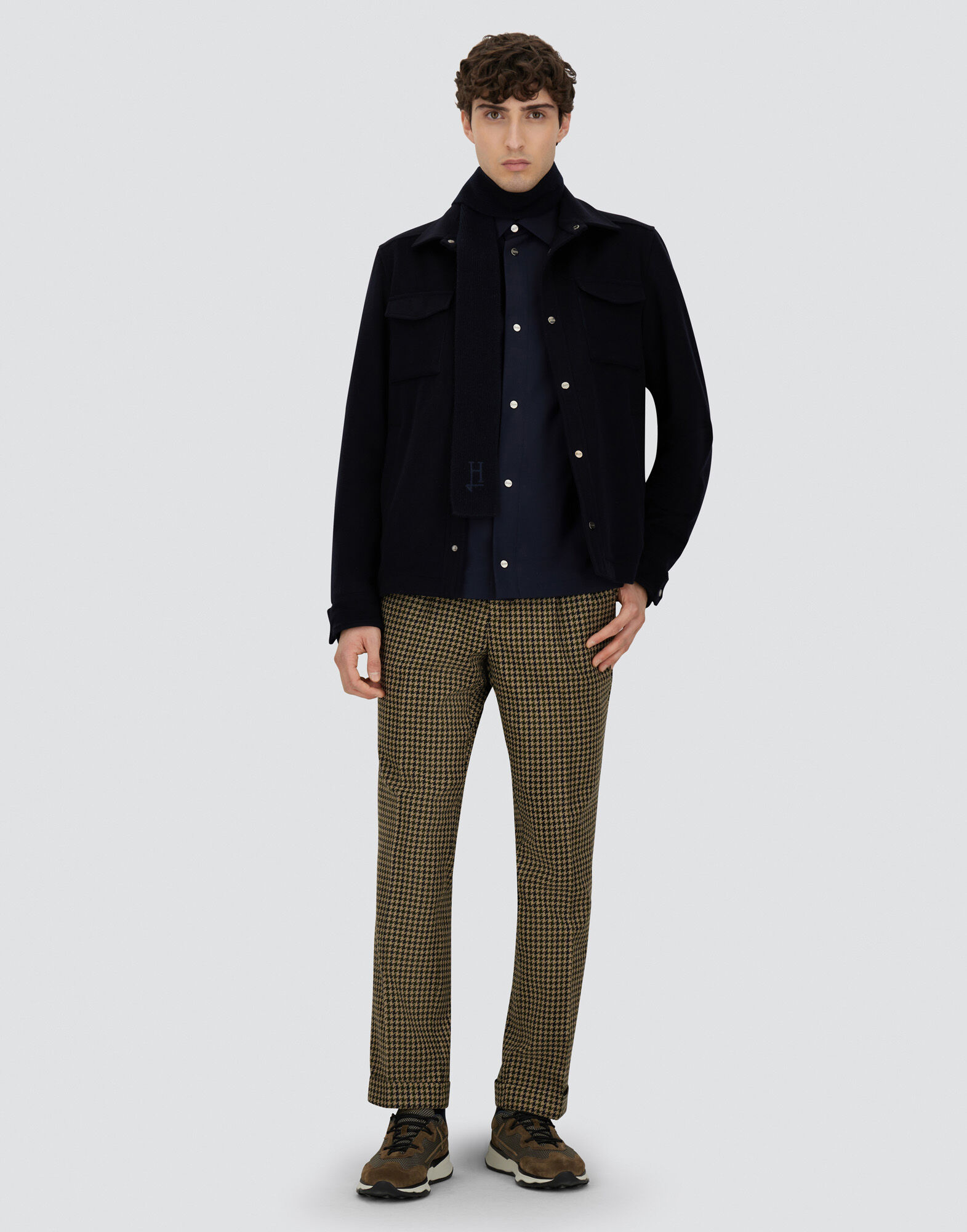 メンズ ニュー ウールカシミア シャツ ネイビーブルー | Herno® (ヘルノ)