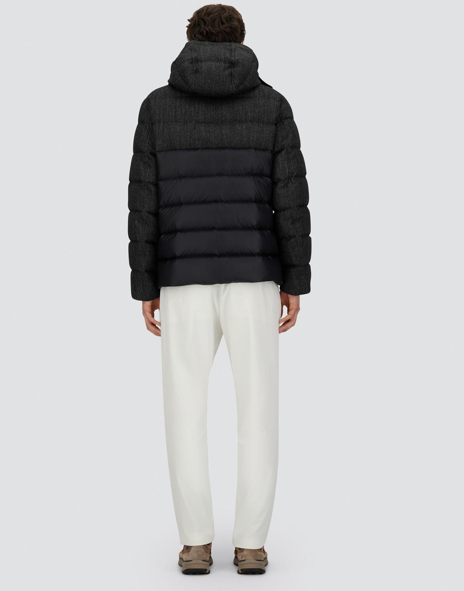 HERNOヘリンボーンウール&ナイロンジャケット メンズ ナイロン ウルトラライト&ヘリンボーンウールフランネル