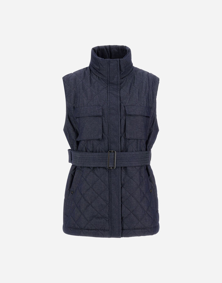 Herno COTTON DENIM EFFECT AND NYLON ULTRALIGHT VEST Navy Blue GC000500D132679200