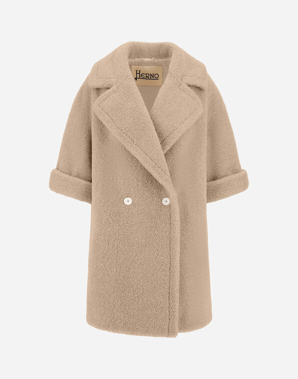 Herno MELANGE TEDDY DOUBLE-BREASTED COAT Chantilly GC000492D127351983