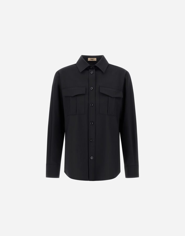 Herno SHIRT IN LIGHT STRETCH WOOLLY Black CM000048D128089300