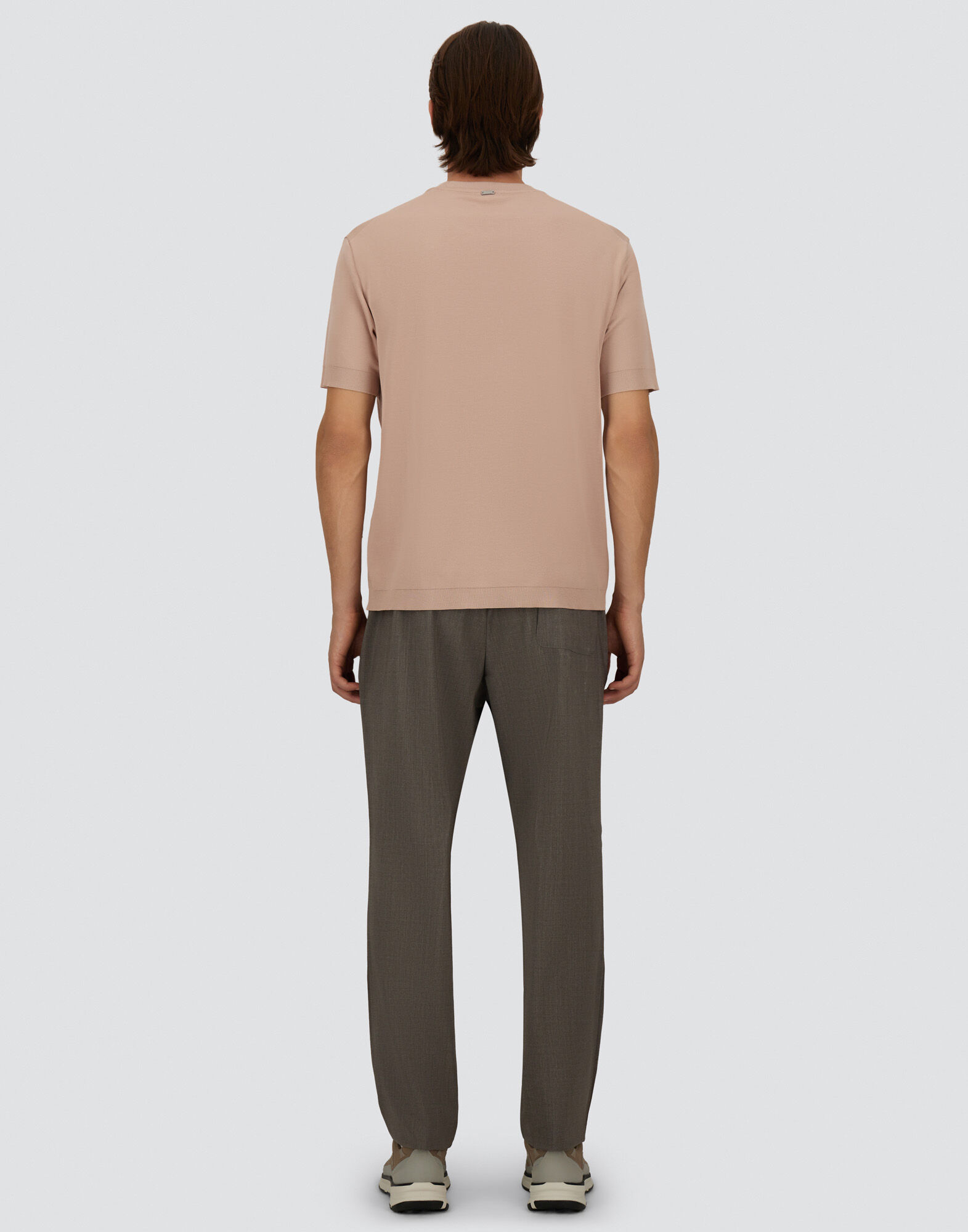 メンズ ジャージーニットエフェクト Tシャツ パウダーピンク | Herno