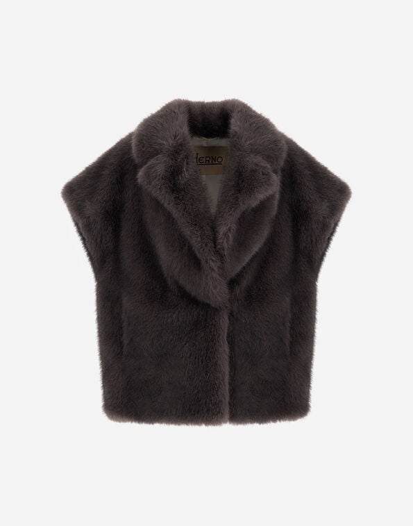Herno LONG-PILE FUR-TOUCH VEST Iron GC000607D129089487