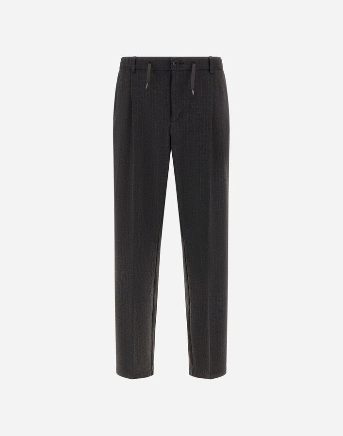 Herno PINSTRIPED TECHNICAL FABRIC TROUSERS Iron PT000224U12935S9487