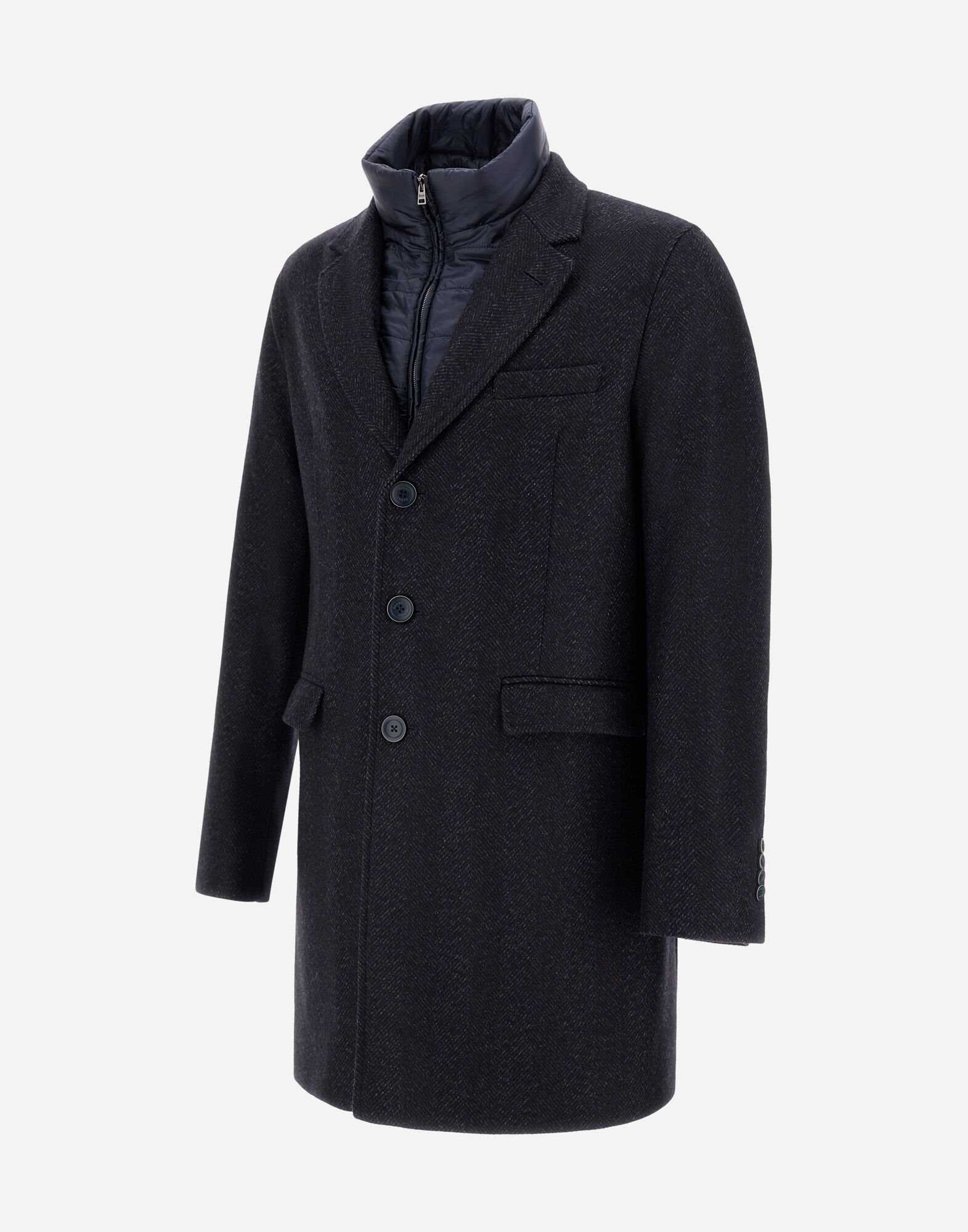 メンズ シェードエフェクトヘリンボーンウール &ナイロンウルトラ