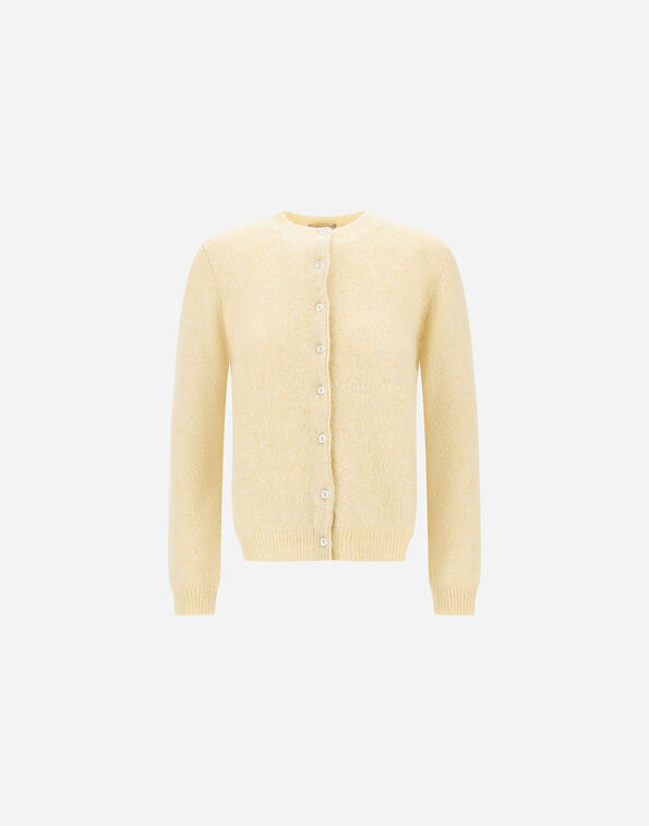 Herno RESORT CARDIGAN IN ALPACA AND LUREX STOCKING STITCH Light Yellow MC00048DR703343007