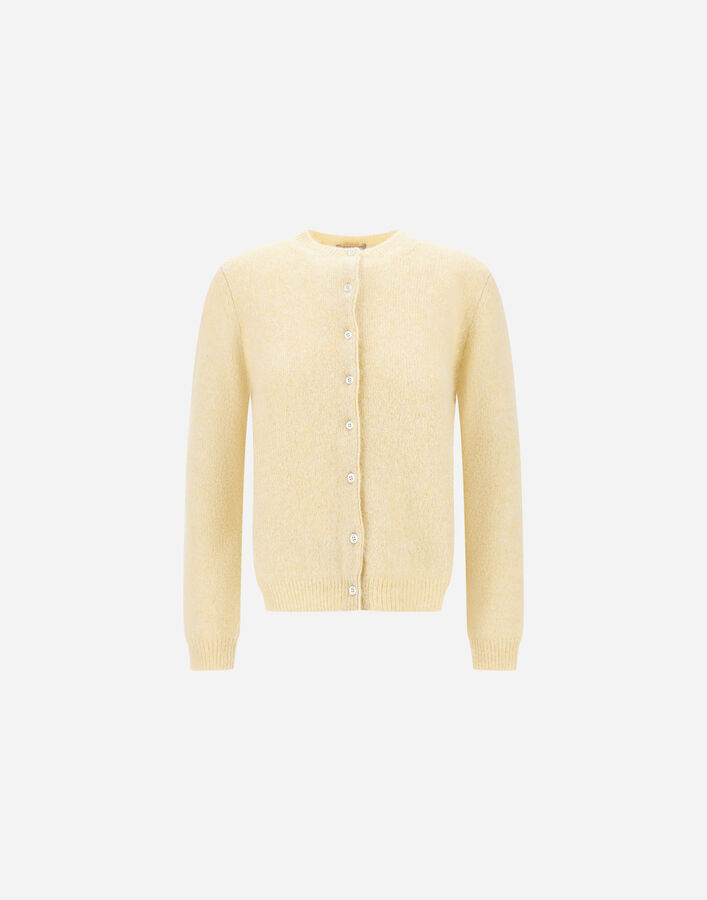 Herno RESORT CARDIGAN IN ALPACA AND LUREX STOCKING STITCH Light Yellow MC00048DR703343007