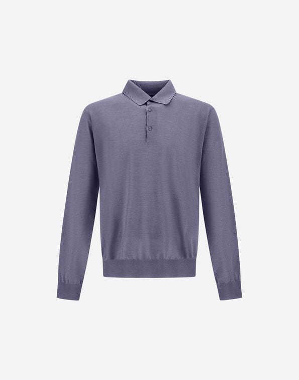 Herno RESORT POLO SHIRT IN WOOL AND SILK KNIT Light Blue MPL0005UR700259122