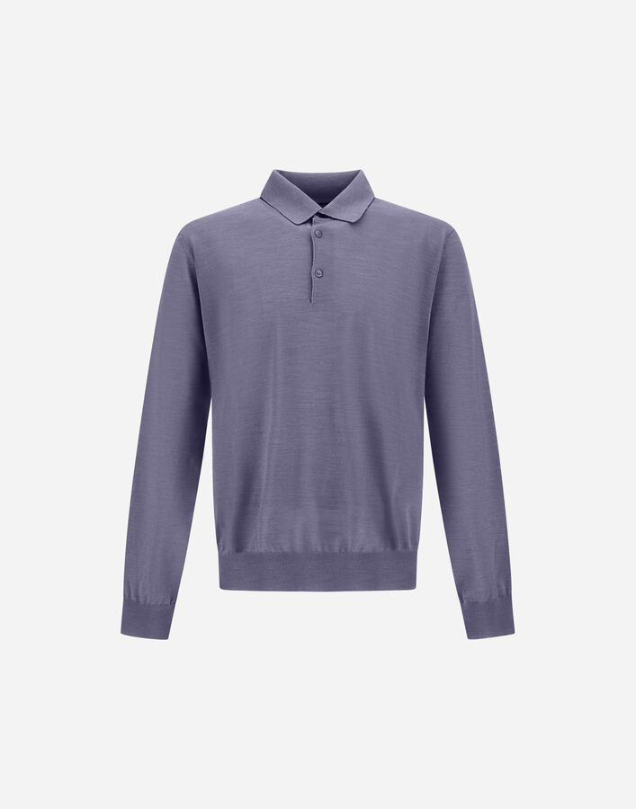 Herno RESORT POLO SHIRT IN WOOL AND SILK KNIT Light Blue MPL0005UR700259122
