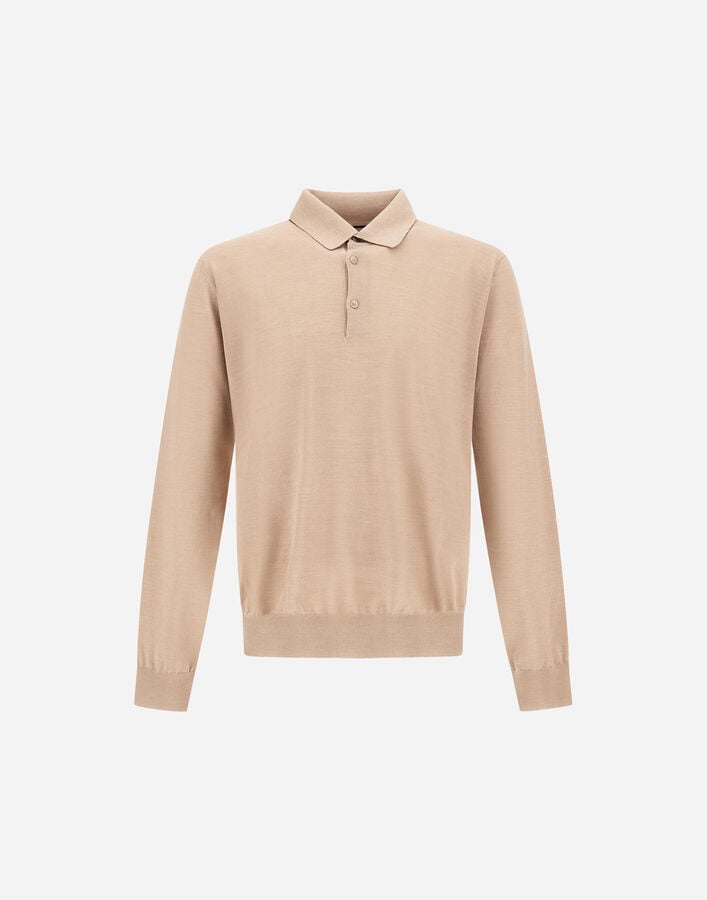 Herno RESORT POLO SHIRT IN WOOL AND SILK KNIT Ecru MPL0005UR700251980