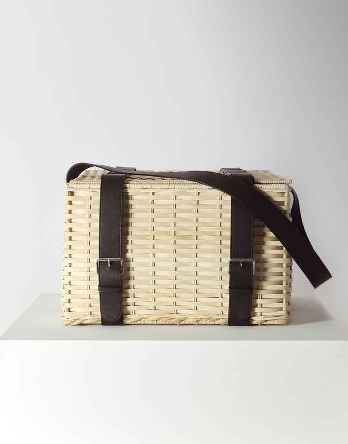 Herno RATTAN AND LEATHER PICNIC BASKET Beige SUMMERPICNICRATTAN2100