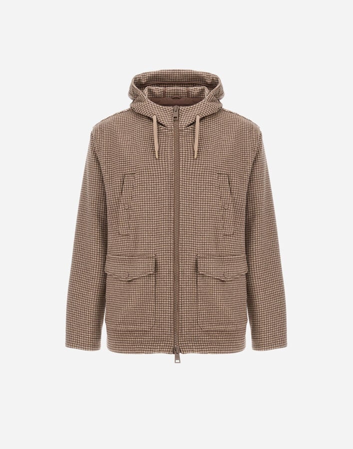 RESORT FIELD JACKET IN HOUNDSTOOTH CASHMERE Herno Herno RESORT FIELD JACKET IN HOUNDSTOOTH CASHMERE Dove Grey FI00022UR381242600