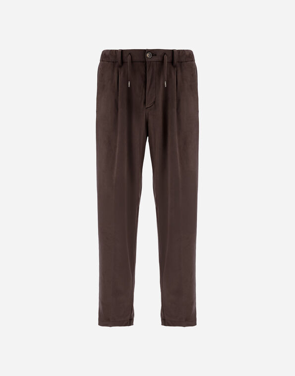 Herno RESORT TROUSERS IN SUEDE-EFFECT MICROFIBRE Dark Brown PT00045UR124548993