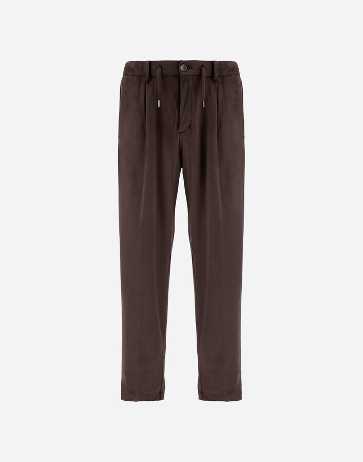 Herno RESORT TROUSERS IN SUEDE-EFFECT MICROFIBRE Dark Brown PT00045UR124548993