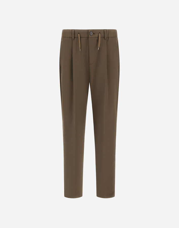 Herno TROUSERS IN COTTON-EFFECT STRETCH FABRIC Light Military PT000236U129057730