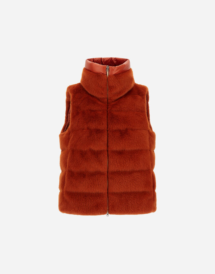 VEST IN LADY ALTERNATIVE FUR AND NYLON ULTRALIGHT Herno Herno VEST IN LADY ALTERNATIVE FUR AND NYLON ULTRALIGHT Orange PI002122D126305510