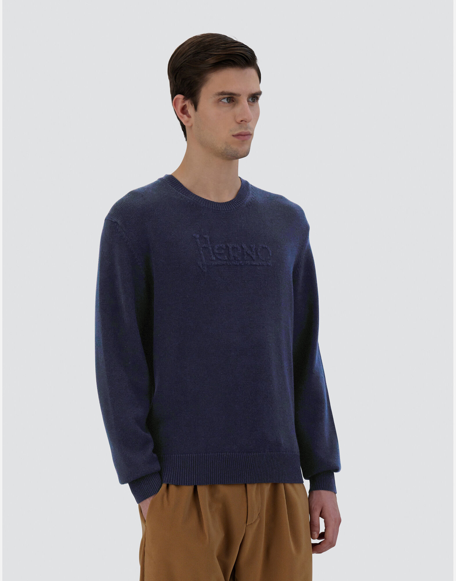メンズ ベーシックプレーンニット ニットトップス ダークブルー | Herno® (ヘルノ)